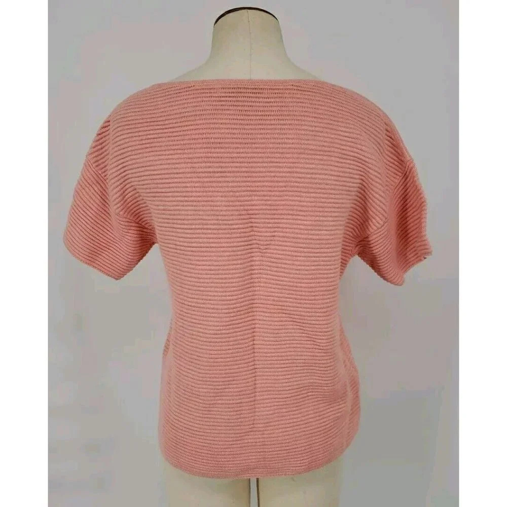Tommy Bahama Bonita Ottoman Ribbed Short Sleeve Sweater Coral XSmall Pullover - Picture 5 of 9